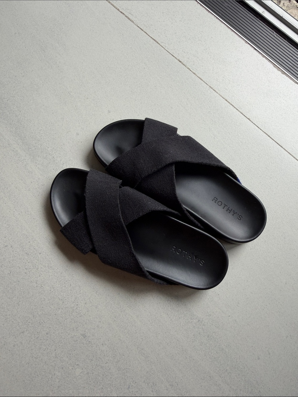 Rothy's Black Crisscross Slide Sandals - Picture 2 of 5
